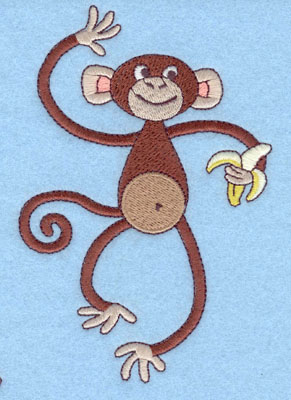 Embroidery Design: Monkey with Banana Large5.56h X 3.70w