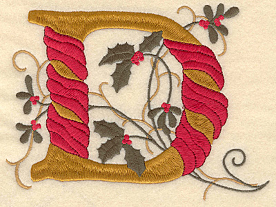 Embroidery Design: Holly Alphabet D 3 inch