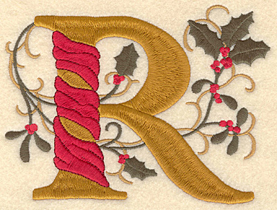 Embroidery Design: Holly Alphabet R 3 inch