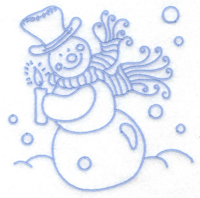 Embroidery Design: Snowman holding candle medium 4.83w X 4.93h