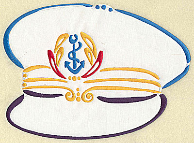 Embroidery Design: Captain's hat applique 9.55w X 7.03h