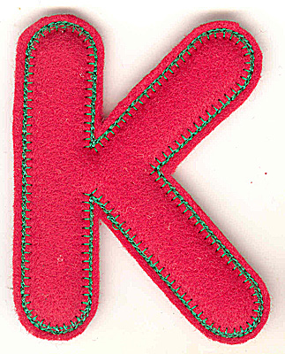 Embroidery Design: Puffy felt alphabet K large 3.90w X 4.93h