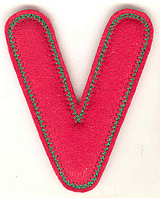 Embroidery Design: Puffy felt alphabet V large 4.17w X 4.98h