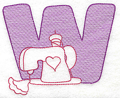 Embroidery Design: W small 3.12w X 3.75h