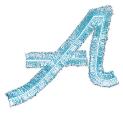 Embroidery Design: Script Fringe Letter A6.09" x 5.28"