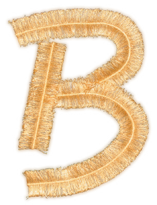 Embroidery Design: Script Fringe Letter B3.89" x 5.57"