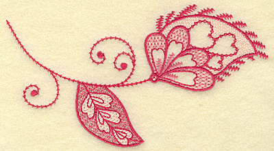 Embroidery Design: Floral hearts leaf and swirls medium 6.76w X 3.68h