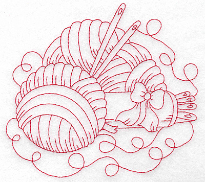 Embroidery Design: Wool and ribbon redwork large 5.61w X 5.04h