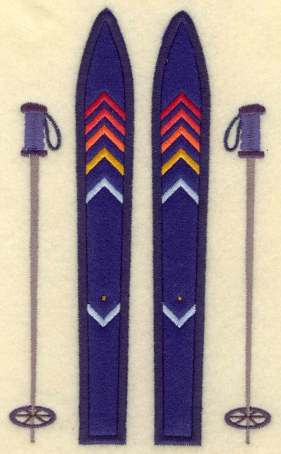 Embroidery Design: Skis and poles applique4.26w X 7.01h