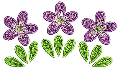 Embroidery Design: Summer flowers trio 3.42w X 1.96h