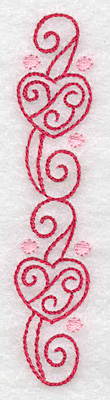 Embroidery Design: Hearts and banners vertical 0.78w X 3.85h