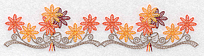 Embroidery Design: Double flower and bow design 6.91w X 1.70h