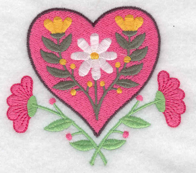 Embroidery Design: Floral heart 3.46w X 3.11h