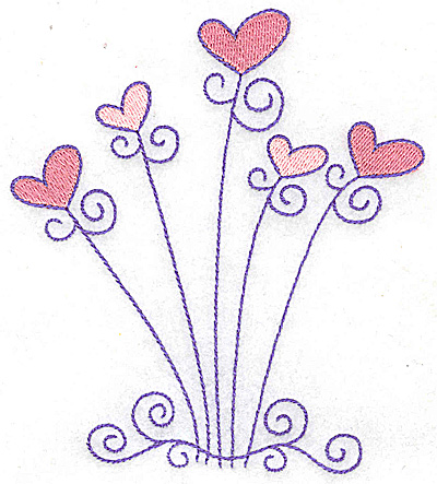 Embroidery Design: Hearts and swirls large 4.38w X 4.95h