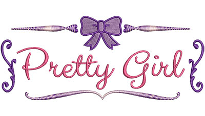 Embroidery Design: Pretty Girl 6.53w X 2.75h