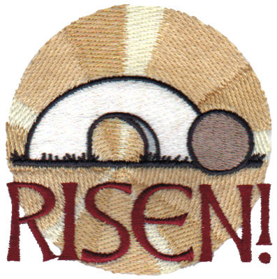 Embroidery Design: Risen!3.38" x 3.37"