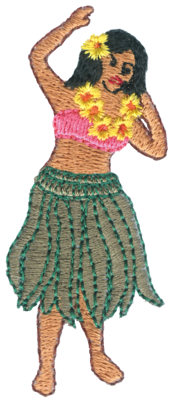 Embroidery Design: Hula Dancer1.28" x 3.00"