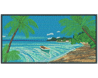 Embroidery Design: Beach Scene Lg 8.04w X 4.16h