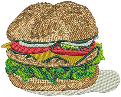 Embroidery Design: Cheese Burger Lg 3.48w X 2.78h