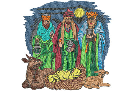 Embroidery Design: Three Wise Men Lg 5.88w X 5.88h