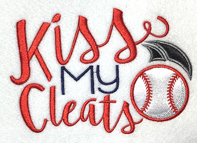 Embroidery Design: Kiss My Cleats Applique 5.95w X 4.15h