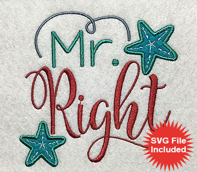 Embroidery Design: Mr Right Applique  5.30w X 5.12h