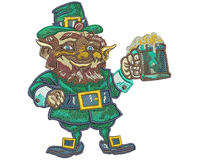 Embroidery Design: Leprechaun Cheers Lg 5.06w X 5.52h