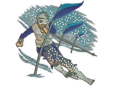 Embroidery Design: Downhill Skier Lg 4.39w X 4.49h