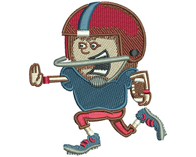 Embroidery Design: Football Kid Run Lg 3.13w X 3.52h