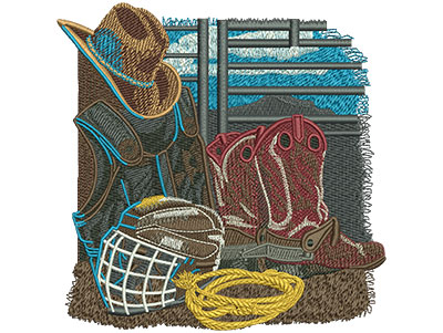 Embroidery Design: Rodeo Equipment Lg 5.48w X 5.55h