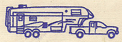 Embroidery Design: Truck with motorhome 4.00w X 1.48h