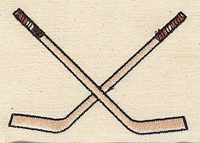 Embroidery Design: Crossed hockey sticks 3.38w X 2.38h