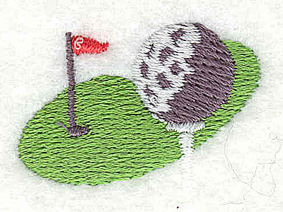 Embroidery Design: Golf green with ball and tee 1.38w X 1.13h