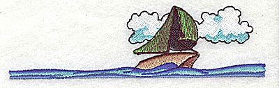 Embroidery Design: Sailboat at sea 4.56w X 1.25h