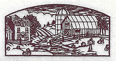 Embroidery Design: Farm scenery 3.44w X 1.69h