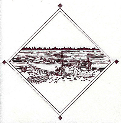 Embroidery Design: Canoe on lake scene 7.81w X 7.75h