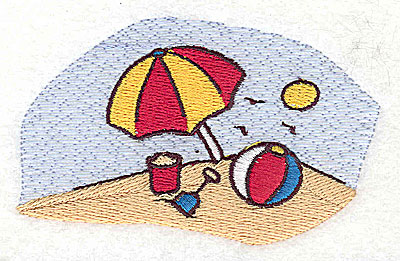 Embroidery Design: Beach scene 3.56w X 2.13h