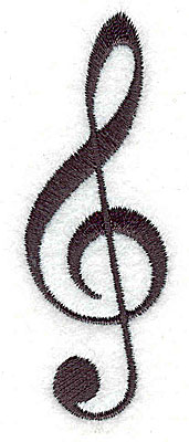 Embroidery Design: Treble Clef 1.00w X 2.94h