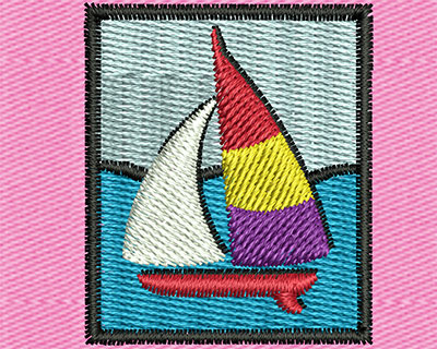 Embroidery Design: Sailboat Scene Picture 1.13w X 1.38h