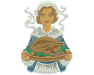 Embroidery Design: Pilgrim Serving L 3.54H X 2.50W