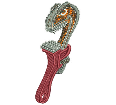 Embroidery Design: Angry Pipe Wrench Lg 1.74w X 4"