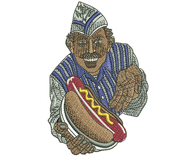 Embroidery Design: Hot Dog Vendor Lg 2.93w X 4.5h