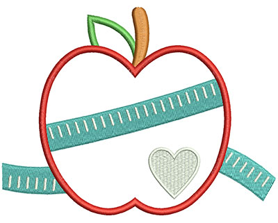 Embroidery Design: Apple Measure 5.96w X 4.54h