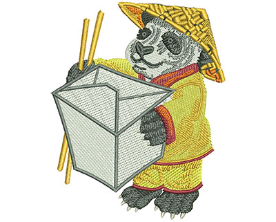 Embroidery Design: Panda Takeout Lg 3.18w X 3.96h