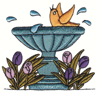 Embroidery Design: Birdbath3.42" x 3.23"