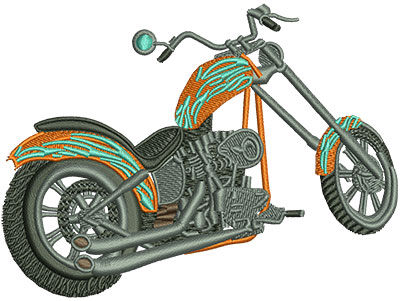 Embroidery Design: Rear View Chopper Lg 4.46w X 3.36h