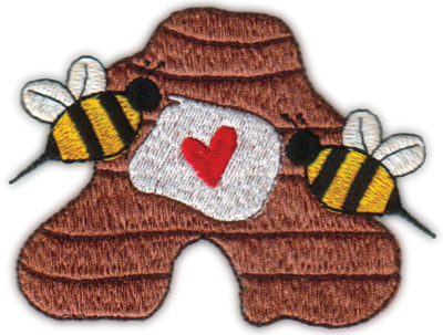 Embroidery Design: Heart Bees 'N Hive4.18" x 3.18"