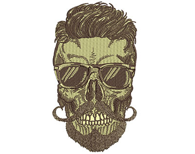 Embroidery Design: Hipster Skull 7 3.90w X 6.98h