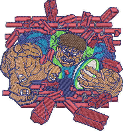 Embroidery Design: Hulking Rugby Lg 4.49w X 4.77h