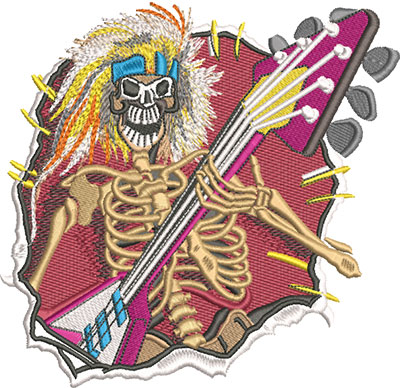 Embroidery Design: Skeleton Guitarist Lg 6.19w X 5.95h